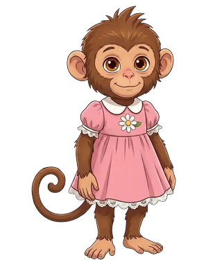 Lila, a macaquinha de vestido rosa com margarida